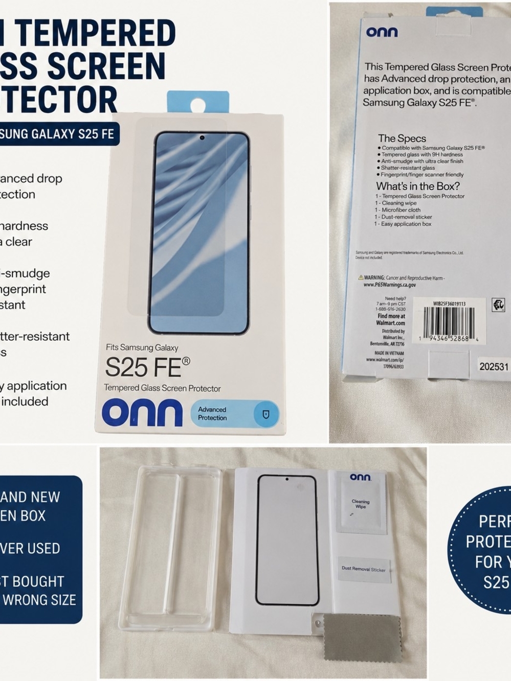 On Running Blue and White Tempered Glass Screen Protector for Samsung S25 FE